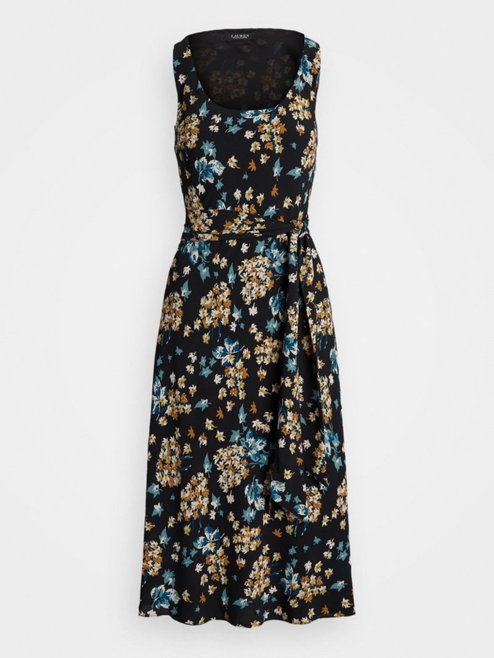 Lauren Ralph Lauren Women's Floral Belted Crepe Sleeveless Dress Size 0 NWT